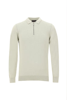 Ta? Polo Yaka Slim Fit Dar Kesim Fermuarl? Triko Kazak-Abdullah Ki??l?