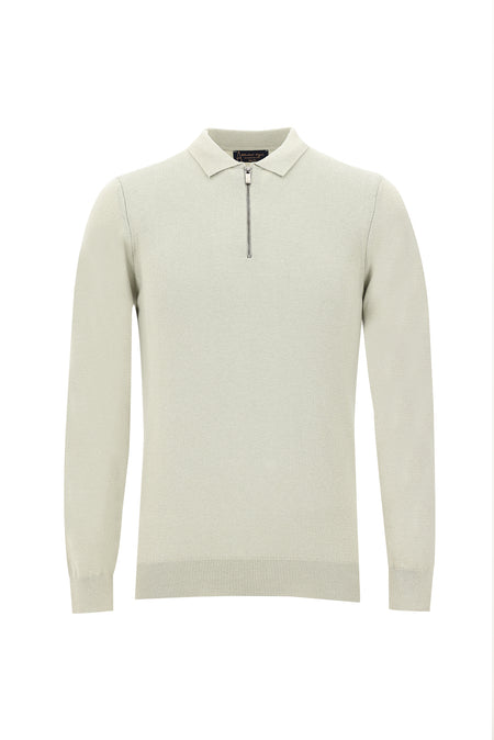 Ta? Polo Yaka Slim Fit Dar Kesim Fermuarl? Triko Kazak-Abdullah Ki??l?