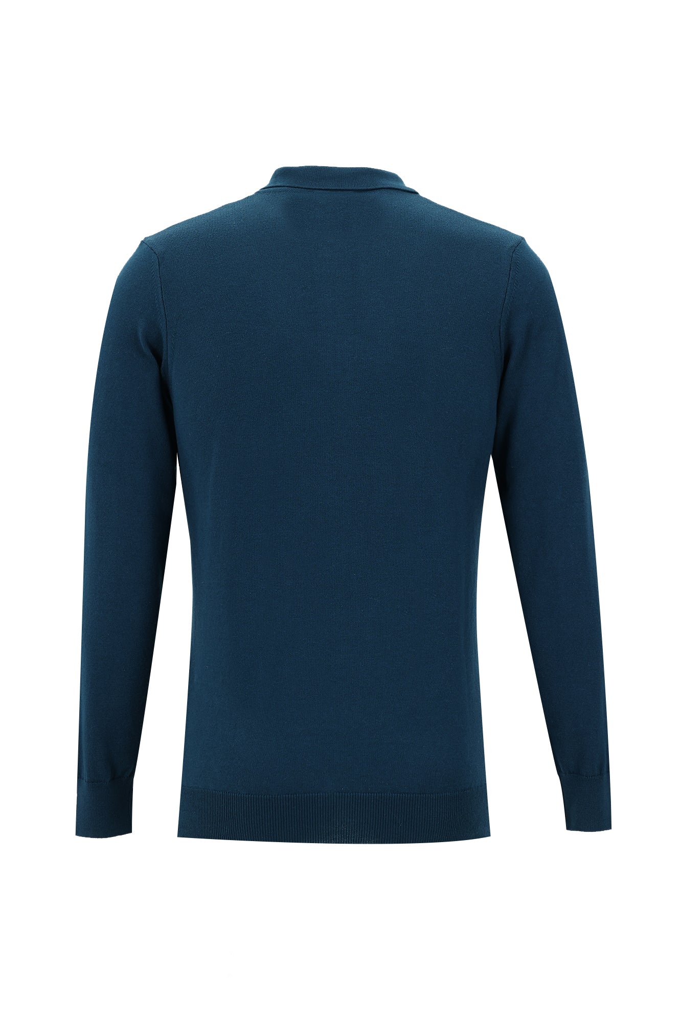 Orta Petrol Polo Yaka Slim Fit Dar Kesim Fermuarl? Triko Kazak-Abdullah Ki??l?