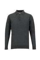 Siyah Polo Yaka Regular Fit Yünlü Triko Kazak