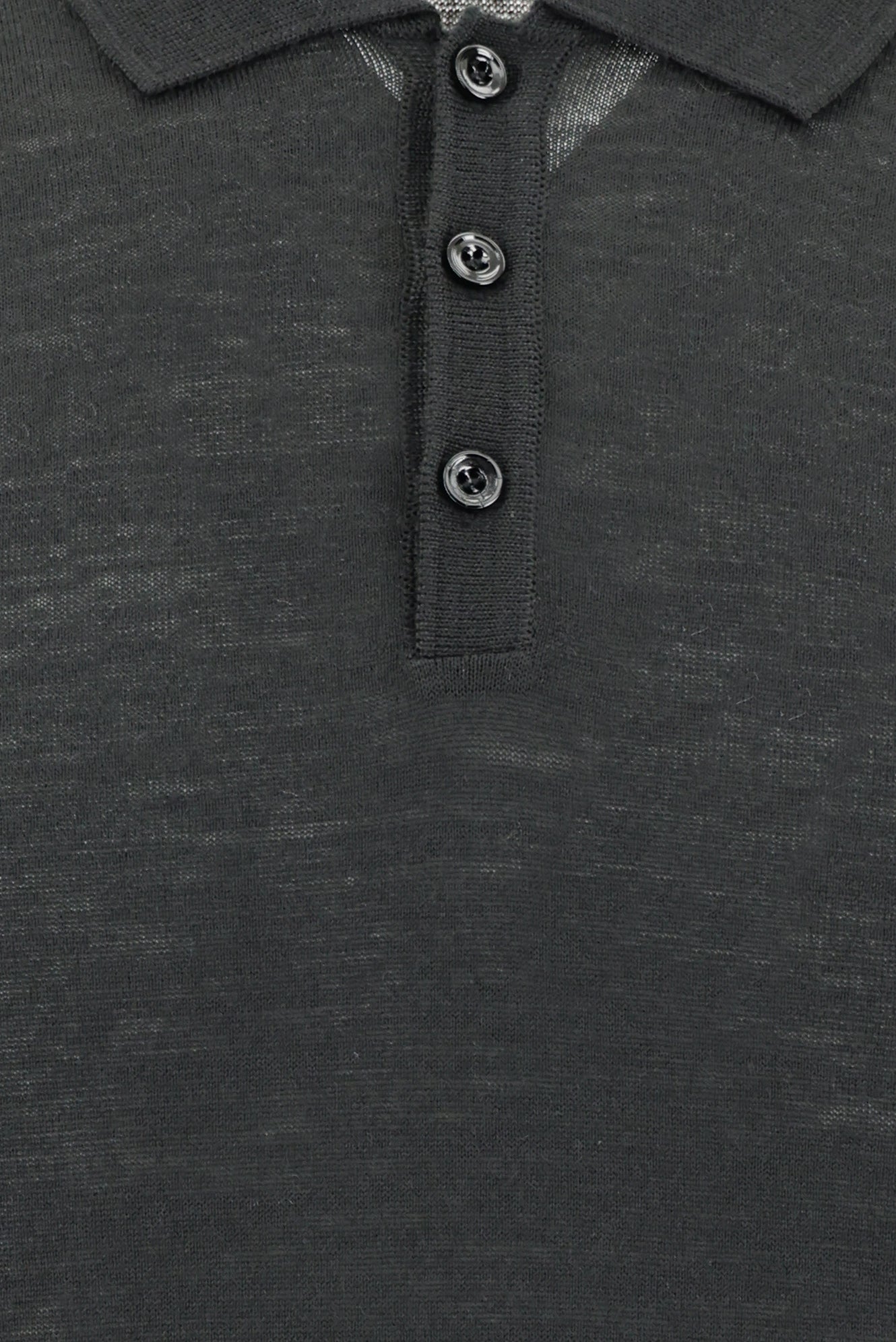 Siyah Polo Yaka Regular Fit Yünlü Triko Kazak