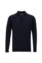 Koyu Lacivert Polo Yaka Regular Fit Yünlü Triko Kazak