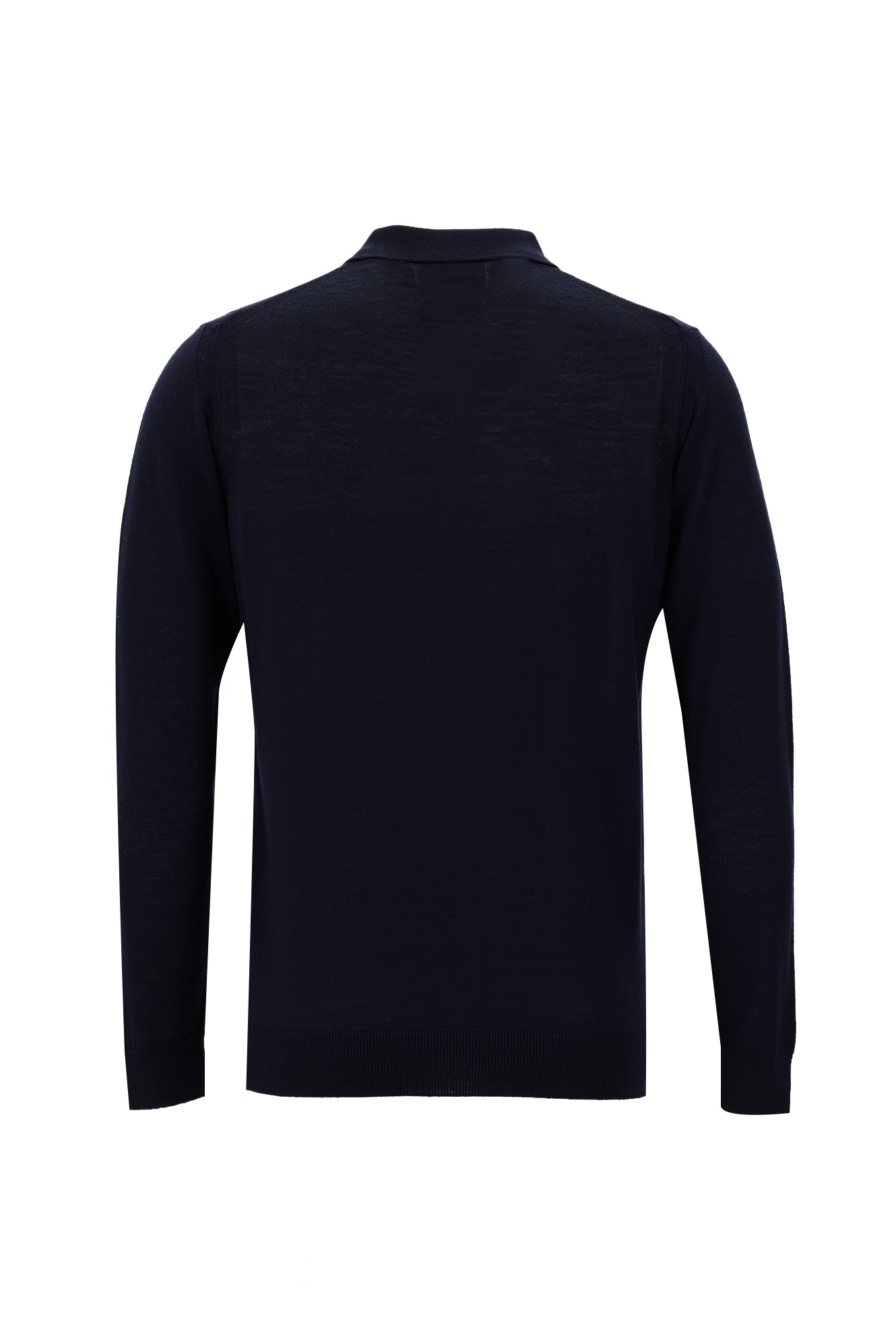Koyu Lacivert Polo Yaka Regular Fit Yünlü Triko Kazak