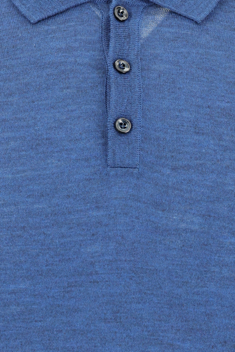 Koyu Petrol Polo Yaka Regular Fit Yünlü Triko Kazak