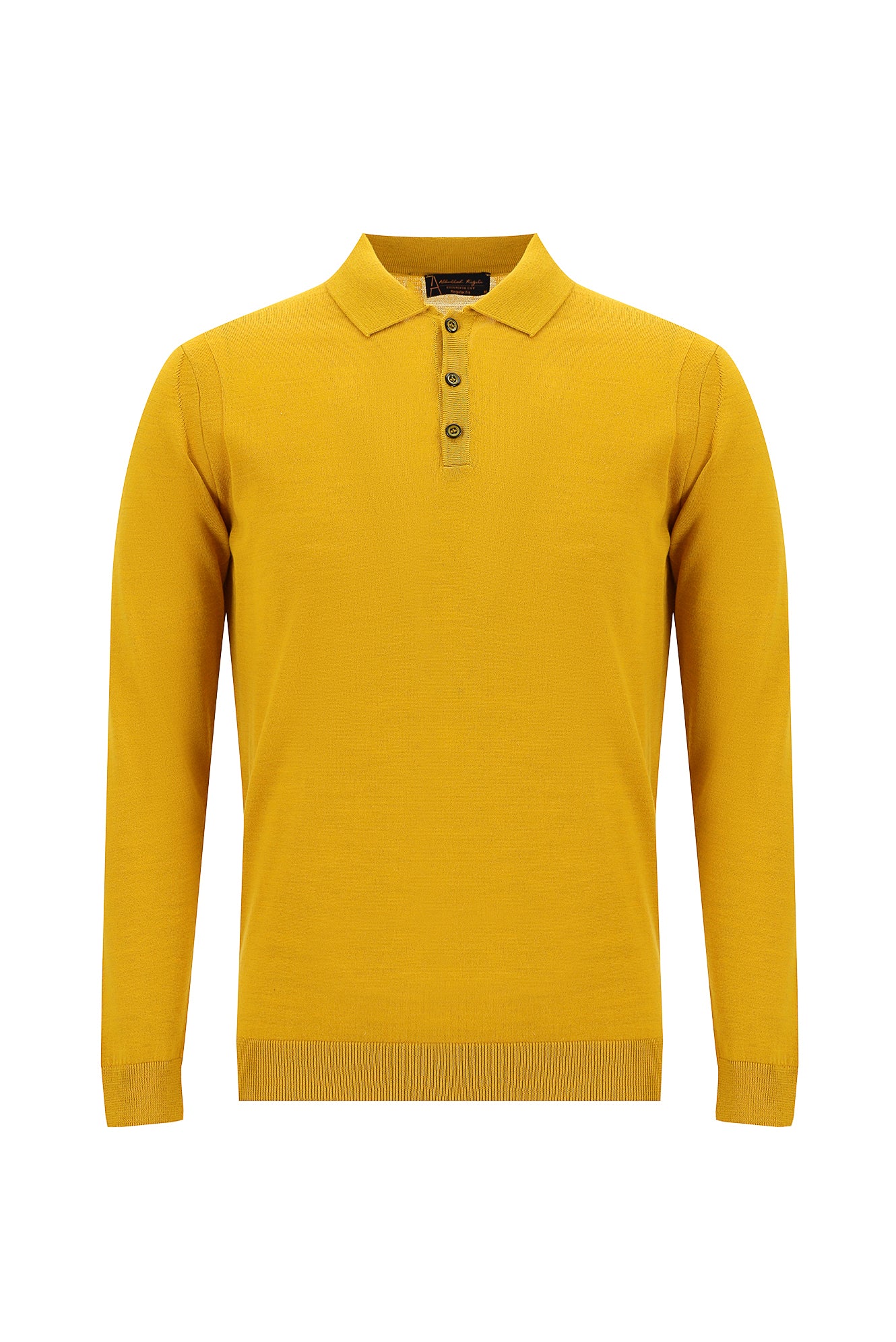 Hardal Polo Yaka Regular Fit Yünlü Triko Kazak