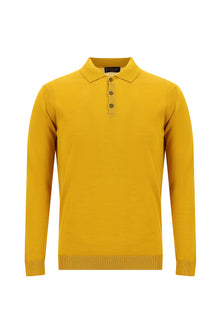 Hardal Polo Yaka Regular Fit Yünlü Triko Kazak