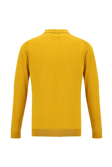 Hardal Polo Yaka Regular Fit Yünlü Triko Kazak