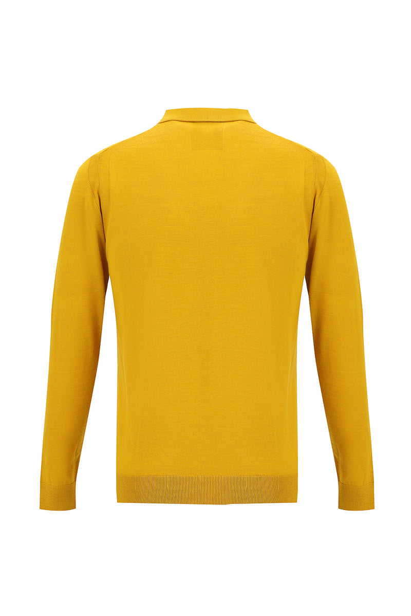 Hardal Polo Yaka Regular Fit Yünlü Triko Kazak