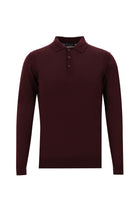Koyu Bordo Polo Yaka Regular Fit Yünlü Triko Kazak