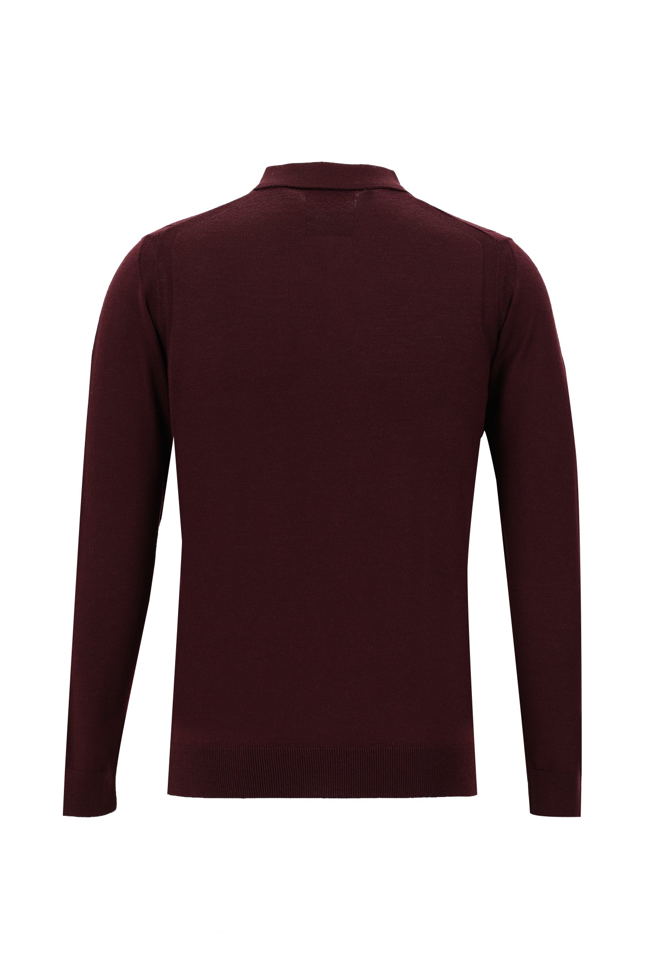 Koyu Bordo Polo Yaka Regular Fit Yünlü Triko Kazak