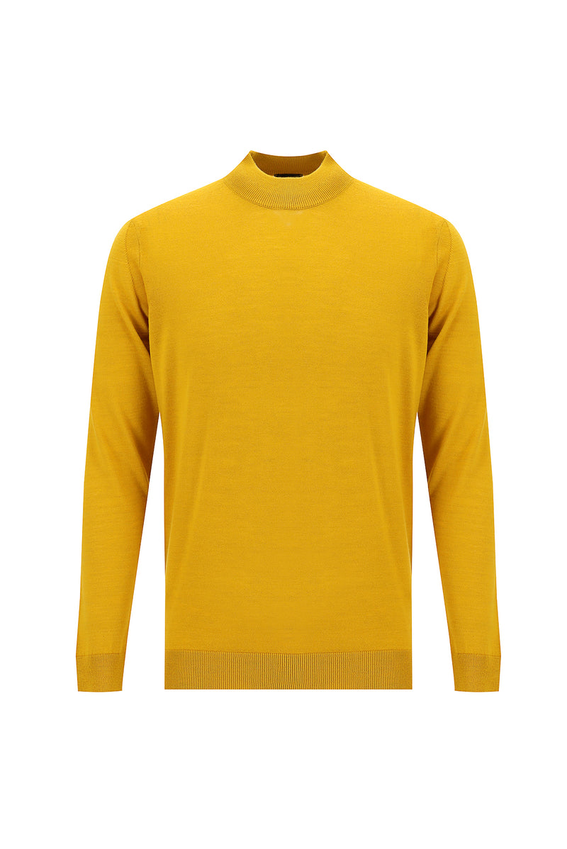 Hardal Yarım Balıkçı Yaka Regular Fit Yünlü Triko Kazak