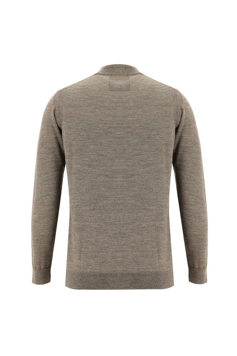 Açık Vizon Yarım Balıkçı Yaka Regular Fit Yünlü Triko Kazak