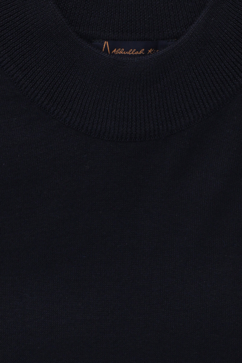 Koyu Lacivert Büyük Beden Yarım Balıkçı Yaka Yünlü Triko Kazak