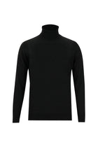 Siyah Balıkçı Yaka Regular Fit Yünlü Triko Kazak