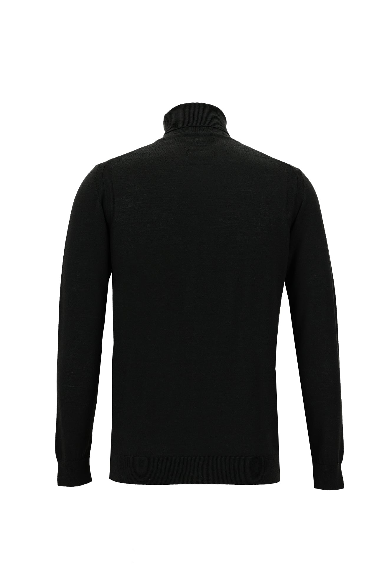 Siyah Balıkçı Yaka Regular Fit Yünlü Triko Kazak