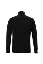 Siyah Balıkçı Yaka Regular Fit Yünlü Triko Kazak