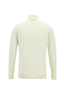 Kırık Beyaz Balıkçı Yaka Regular Fit Yünlü Triko Kazak