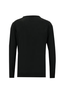 Siyah V Yaka Regular Fit Yünlü Triko Kazak