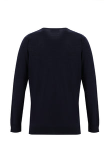 Koyu Lacivert V Yaka Regular Fit Yünlü Triko Kazak