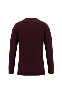 Koyu Bordo V Yaka Regular Fit Yünlü Triko Kazak