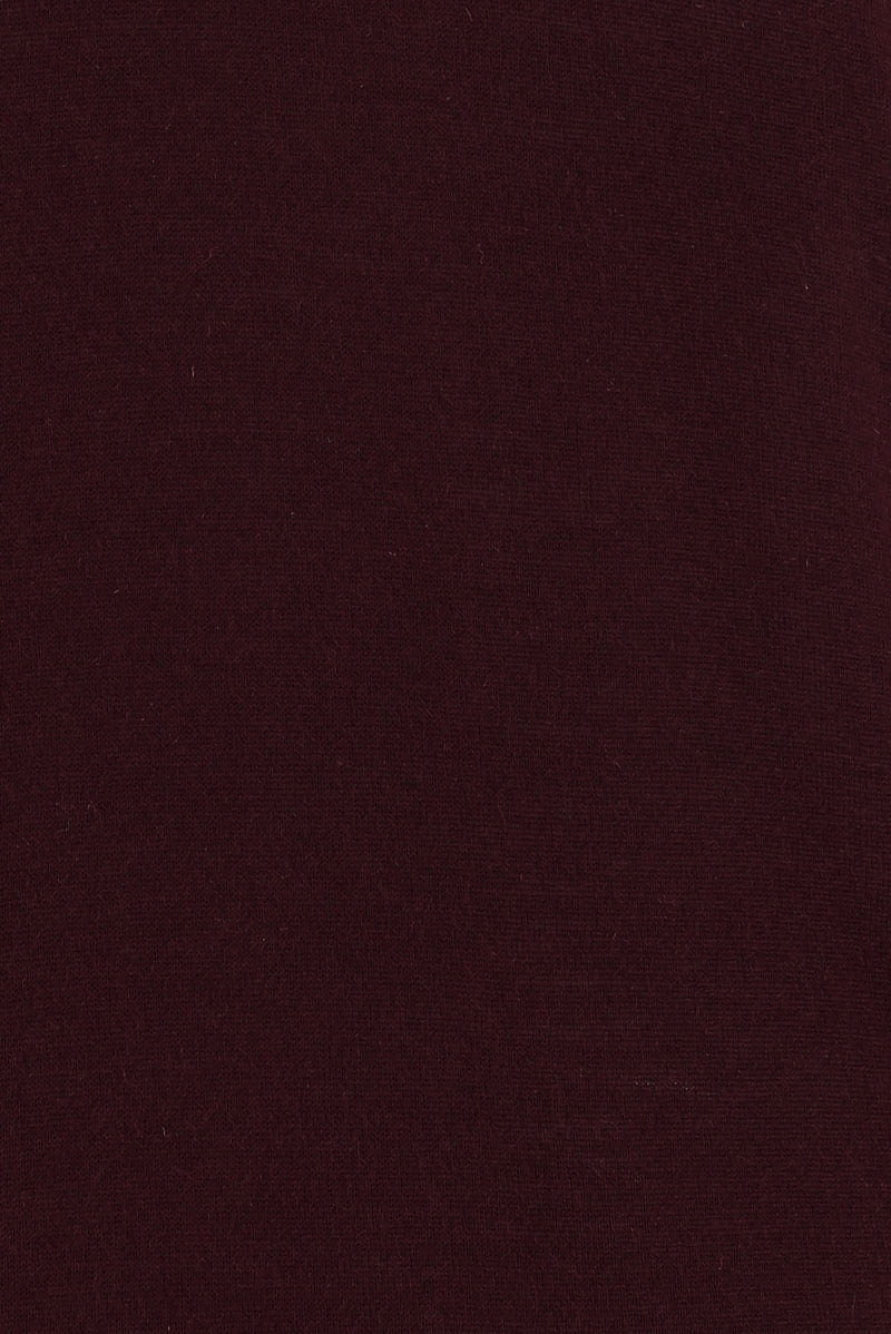 Koyu Bordo V Yaka Regular Fit Yünlü Triko Kazak