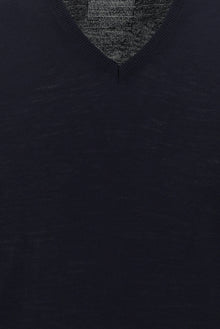 Koyu Lacivert V Yaka Yünlü Triko Süveter