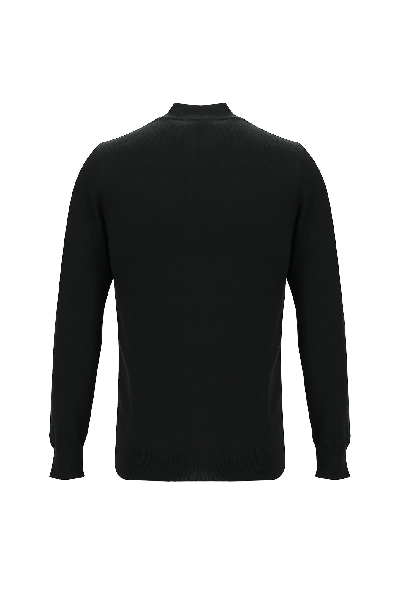 Siyah Yarım Balıkçı Yaka Slim Fit Dar Kesim Fermuarlı Desenli Pamuklu Triko Kazak