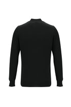 Siyah Yarım Balıkçı Yaka Slim Fit Dar Kesim Fermuarlı Desenli Pamuklu Triko Kazak