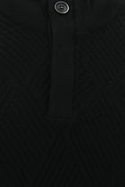 Siyah Yarım Balıkçı Yaka Slim Fit Dar Kesim Fermuarlı Desenli Pamuklu Triko Kazak