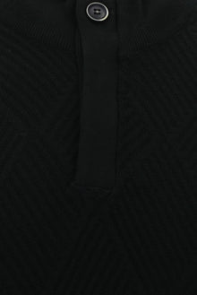 Siyah Yarım Balıkçı Yaka Slim Fit Dar Kesim Fermuarlı Desenli Pamuklu Triko Kazak