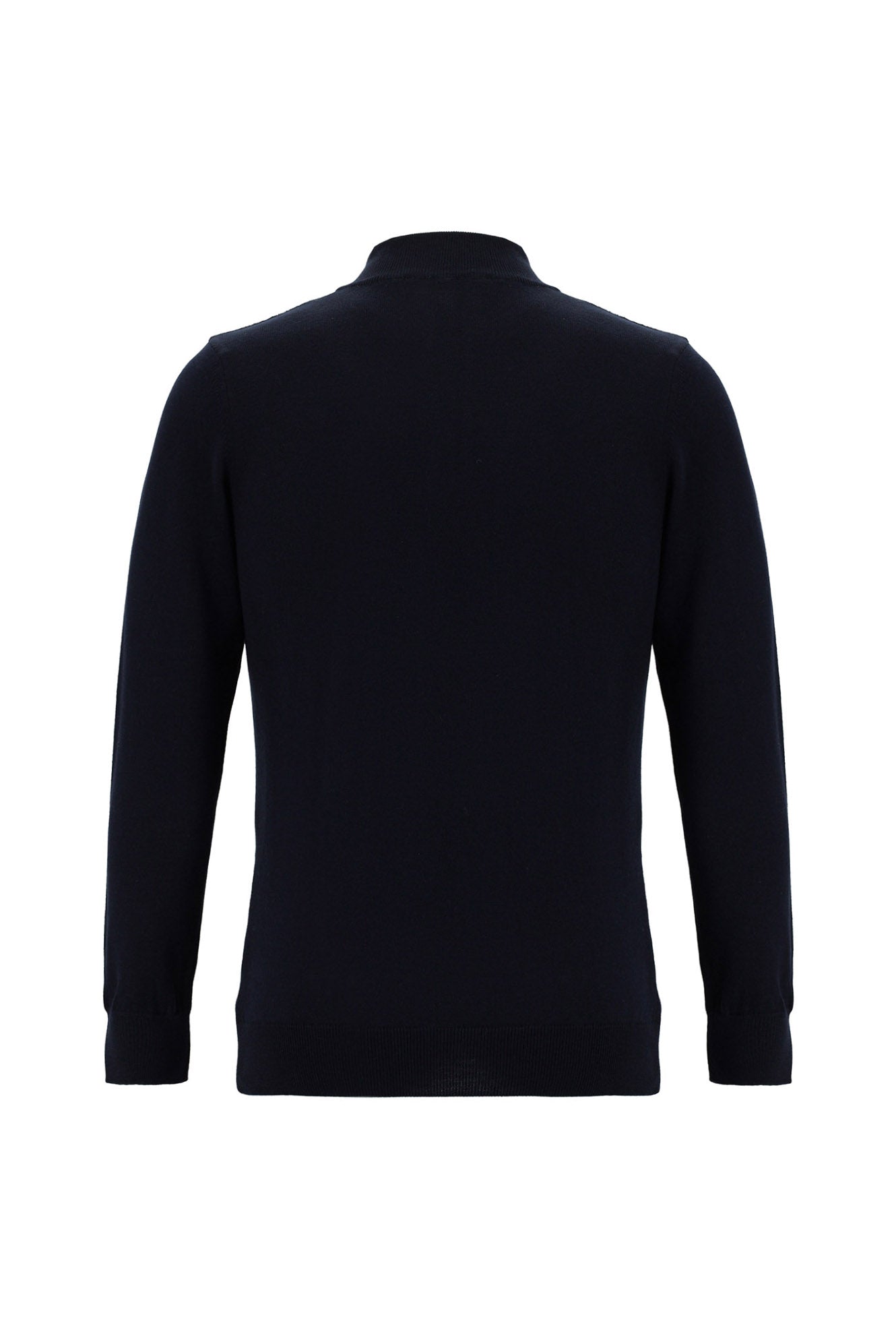 Koyu Lacivert Yarım Balıkçı Yaka Slim Fit Dar Kesim Fermuarlı Desenli Pamuklu Triko Kazak