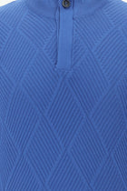 Koyu Mavi  Yarım Balıkçı Yaka Slim Fit Dar Kesim Fermuarlı Desenli Pamuklu Triko Kazak