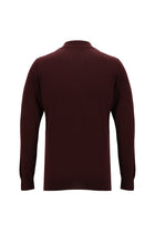 Koyu Bordo Yarım Balıkçı Yaka Slim Fit Dar Kesim Fermuarlı Desenli Pamuklu Triko Kazak