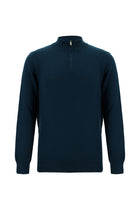 Koyu Petrol Yarım Balıkçı Yaka Regular Fit Fermuarlı Pamuklu Triko Kazak