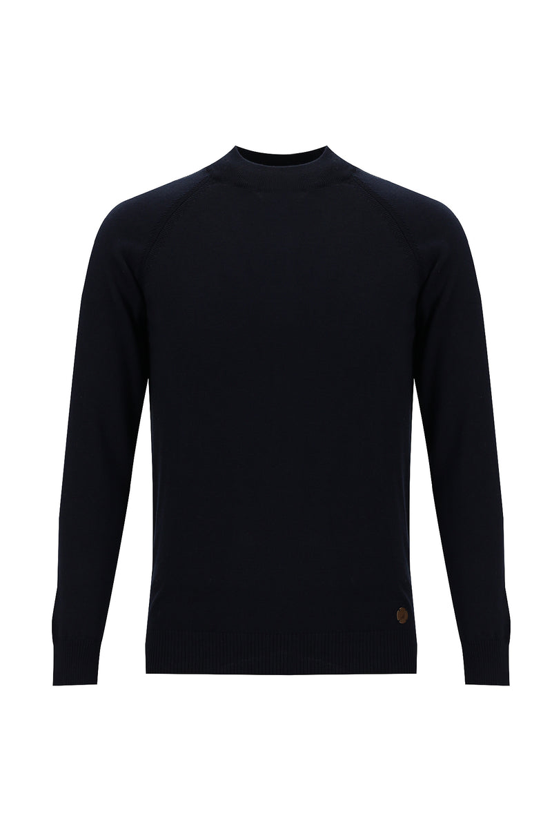 Koyu Lacivert Yarım Balıkçı Yaka Slim Fit Dar Kesim Triko Kazak