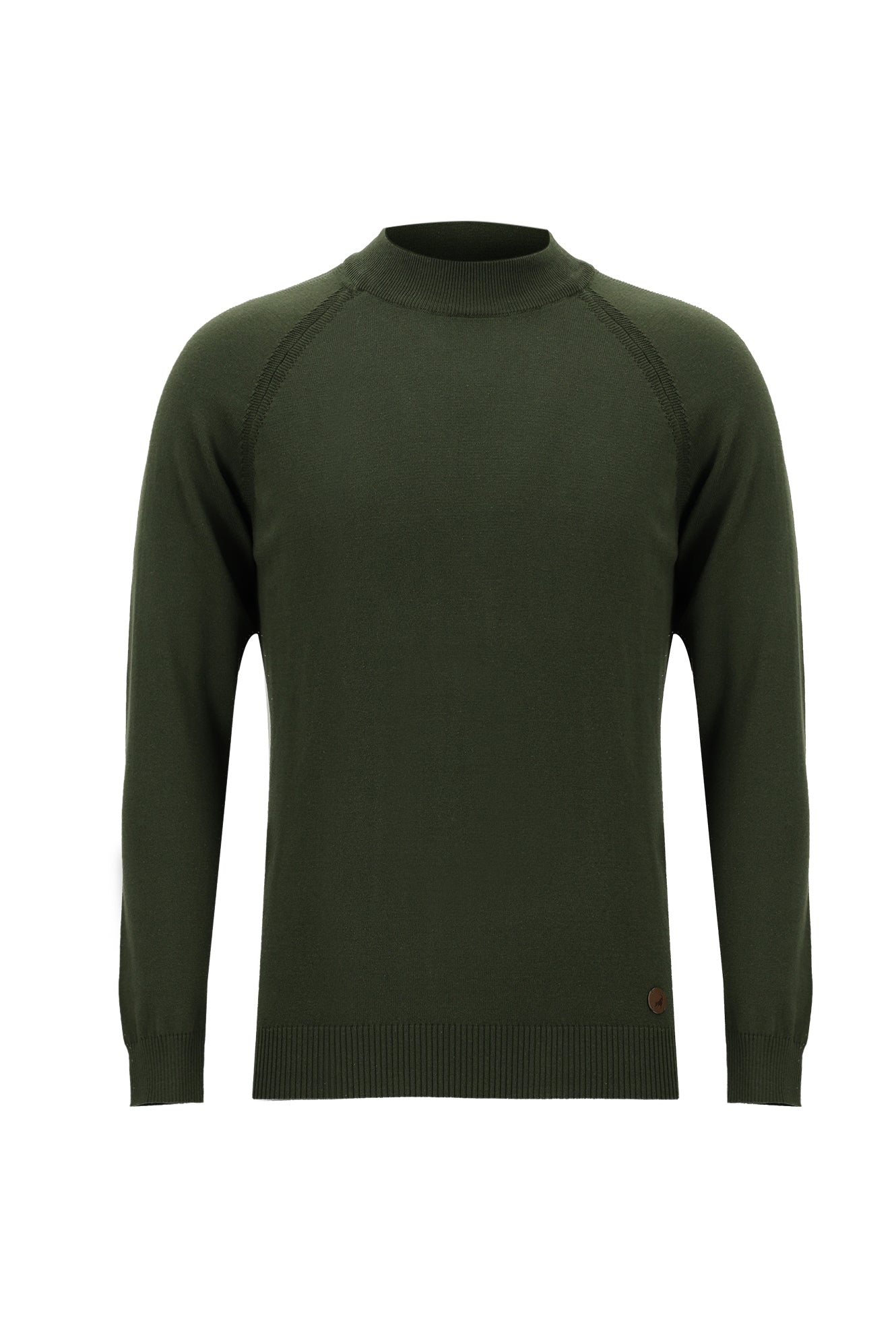 Orta Haki Yarım Balıkçı Yaka Slim Fit Dar Kesim Triko Kazak