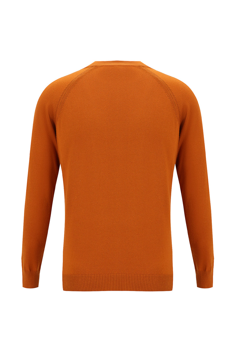 Orta Turuncu Yarım Balıkçı Yaka Slim Fit Dar Kesim Pamuklu Triko Kazak