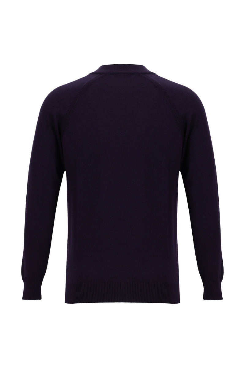 Koyu Mor Yarım Balıkçı Yaka Slim Fit Dar Kesim Pamuklu Triko Kazak