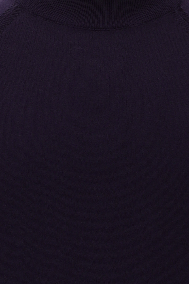 Koyu Mor Yarım Balıkçı Yaka Slim Fit Dar Kesim Pamuklu Triko Kazak