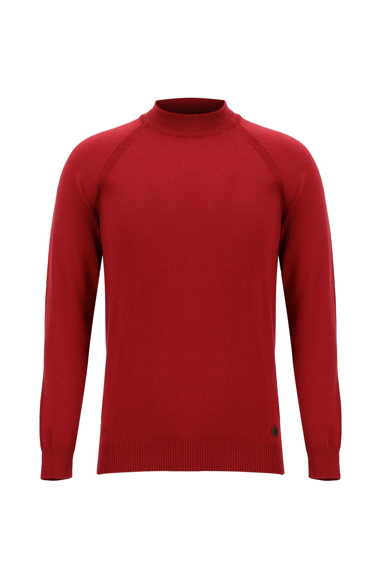 Koyu Kırmızı Yarım Balıkçı Yaka Slim Fit Dar Kesim Triko Kazak