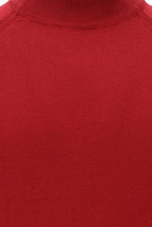 Koyu Kırmızı Yarım Balıkçı Yaka Slim Fit Dar Kesim Triko Kazak