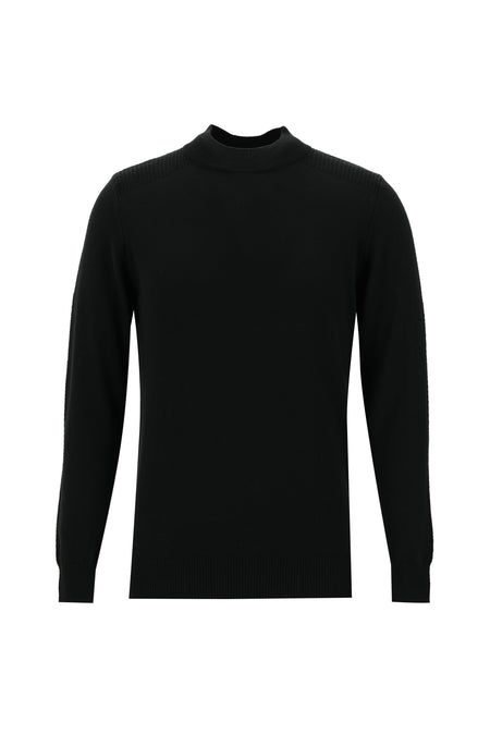 Siyah Yarım Balıkçı Yaka Slim Fit Dar Kesim Triko Kazak