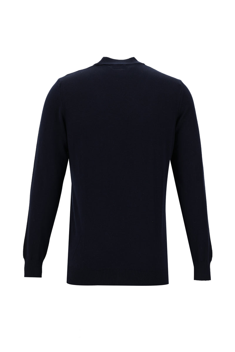 Koyu Lacivert Yarım Balıkçı Yaka Slim Fit Dar Kesim Triko Kazak