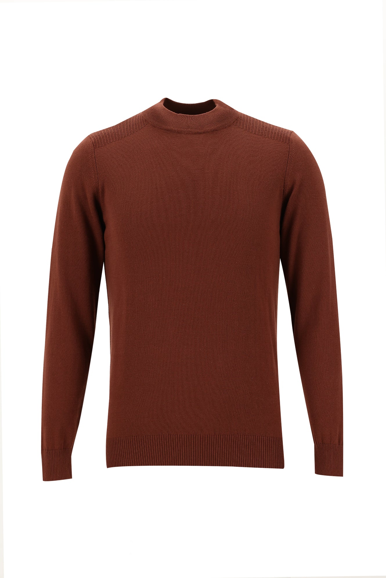 Kiremit Yarım Balıkçı Yaka Slim Fit Dar Kesim Triko Kazak