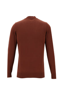 Kiremit Yarım Balıkçı Yaka Slim Fit Dar Kesim Triko Kazak