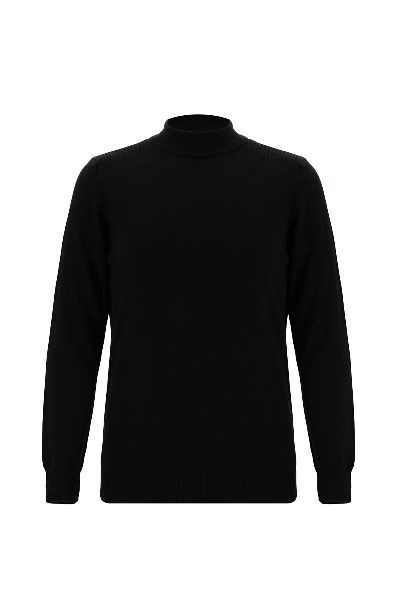 Siyah Yarım Balıkçı Yaka Slim Fit Dar Kesim Pamuklu Triko Kazak