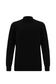 Siyah Yarım Balıkçı Yaka Slim Fit Dar Kesim Pamuklu Triko Kazak