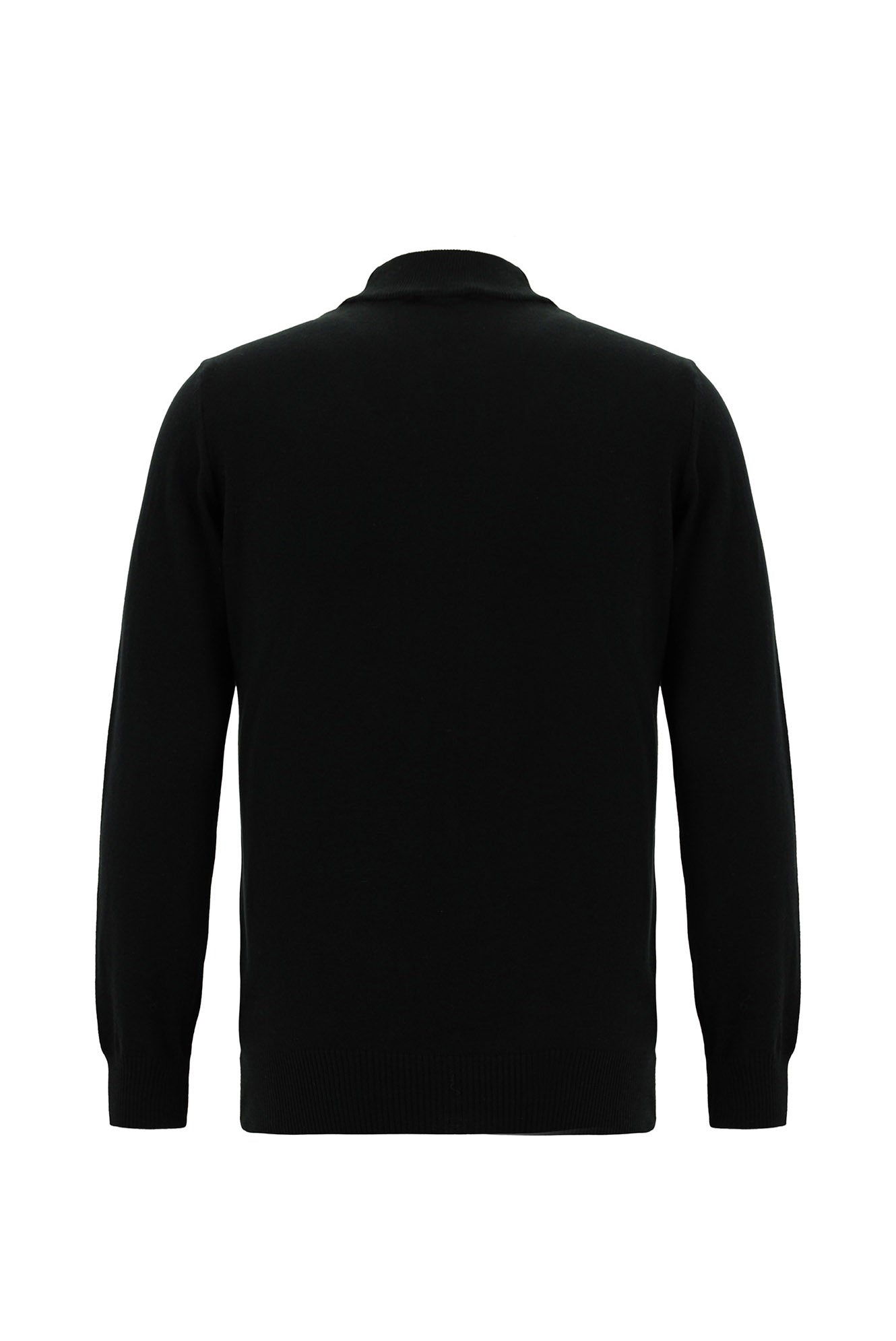 Siyah Yarım Balıkçı Yaka Slim Fit Dar Kesim Pamuklu Triko Kazak