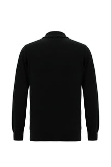Siyah Yarım Balıkçı Yaka Slim Fit Dar Kesim Pamuklu Triko Kazak