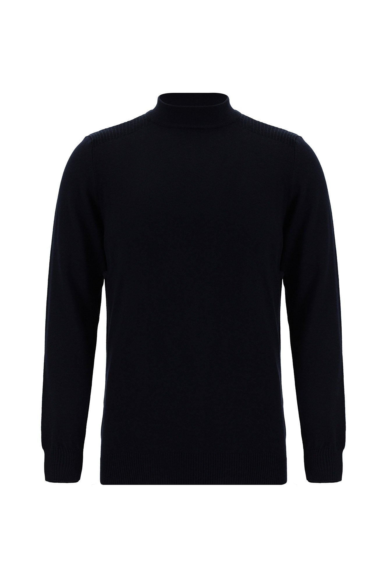 Koyu Lacivert Yarım Balıkçı Yaka Slim Fit Dar Kesim Pamuklu Triko Kazak